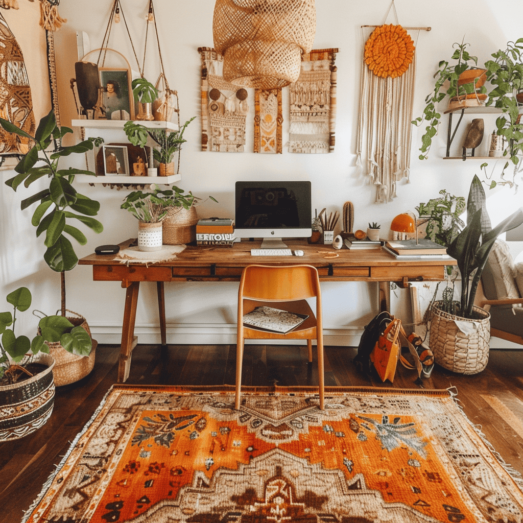 Gold Home Office Decorated Boho Chic