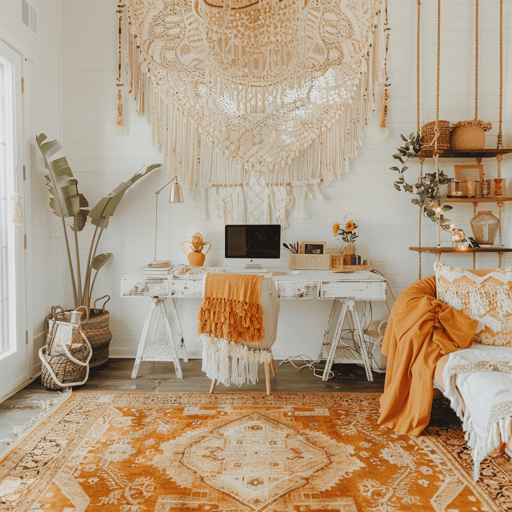 Cute Office Home Office Decorated Boho Chic