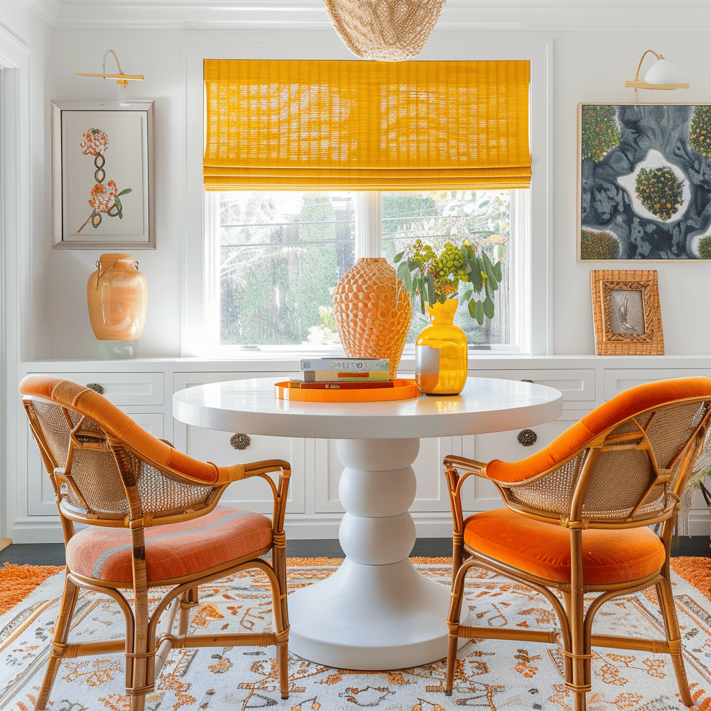 Orange Chairs Home Office Decorated Boho