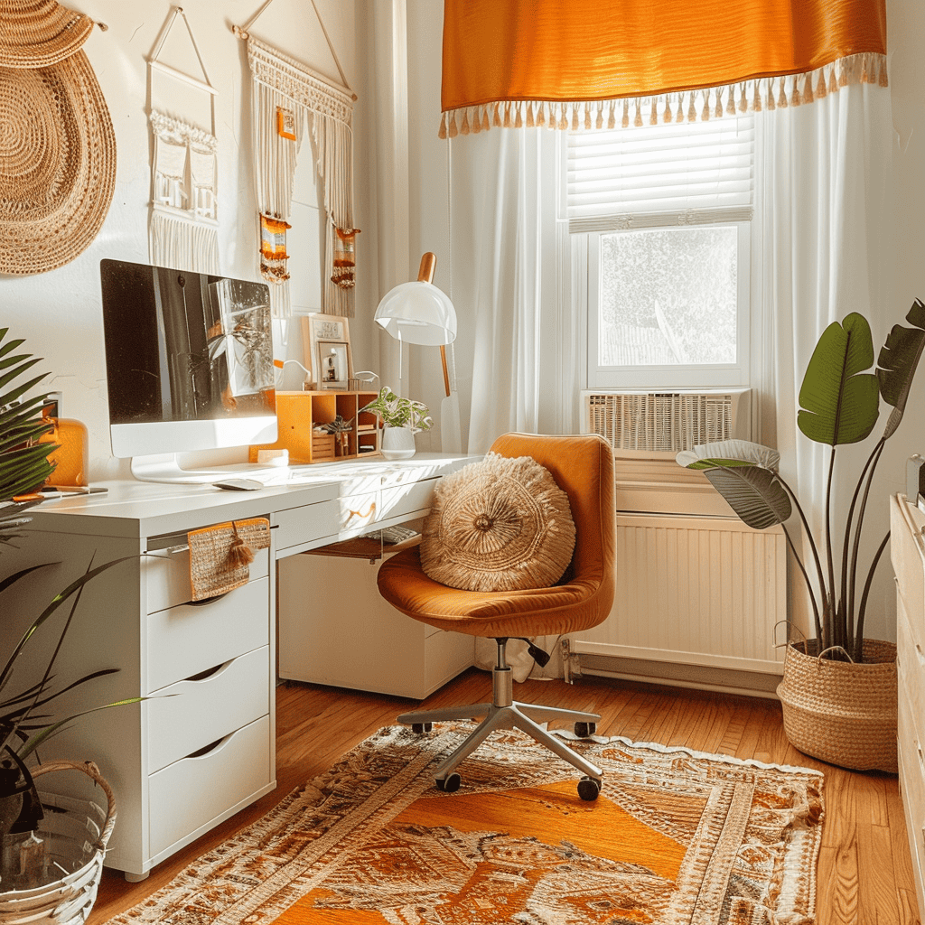 Orange Office Home Office Decorated Boho Chic